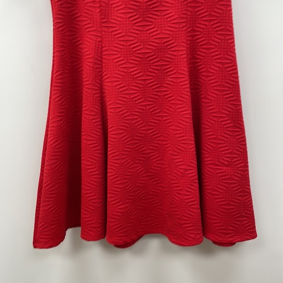 Torrid Geometric Stretchy Knit Sleeveless Sweetheart Fit & Flare Dress Red 2X - Picture 4 of 10